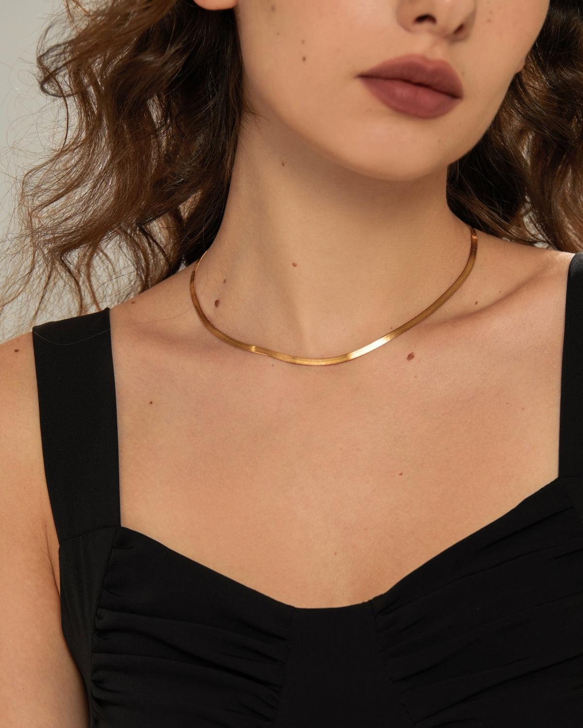 1pc Women's Fashionable Minimalist Stainless Steel Flat Snake Chain Necklace  In Gold | SHEIN USA
